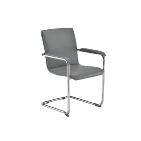 Arista Stratus Visitor Chair Leather Look 575mm x 570mm x 890mm Grey 831585 F