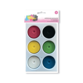 Artiste Watercolour Paint Blocks 6 Colours Assorted DOA 771005 918360 F