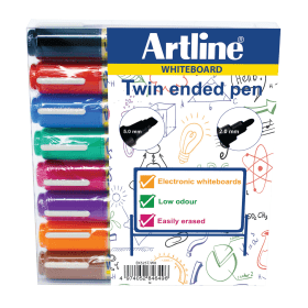Artline 2 in 1 Whiteboard Markers Bullet Chisel Tip 2 5mm Line Assorted 8 Pack 117220 F