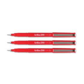 Artline 200 Fineliner Pen Fine 0.4mm Red 12 Pack 128877 F