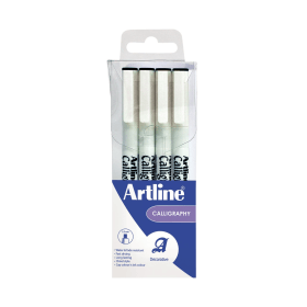 Artline Calligraphy Pen Set Assorted Width Black 4 Pack 369687 F