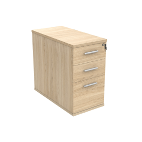 Astin 3 Drawer Desk High Pedestal Lockable 404mm x 800mm x 730mm Canadian Oak 821638 F