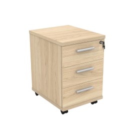 Astin 3 Drawer Mobile Under Desk Pedestal 400mm x 500mm x 590mm Canadian Oak 821644 F