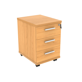 Astin 3 Drawer Mobile Under Desk Pedestal 400mm x 500mm x 590mm Norwegian Beech 821642 F