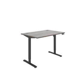 Astin Economy Single Motor Sit Stand Desk 1200mm x 800mm x 705 1220mm Alaskan Grey Oak Black 848198 F
