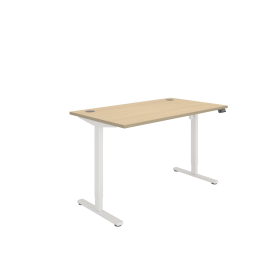 Astin Economy Single Motor Sit Stand Desk 1400mm x 800mm x 705 1220mm Canadian Oak White 848209 F