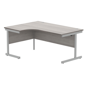 Astin Radial Left Hand SU Cantilever Desk 1600mm x 1200mm x 730mm Alaskan Grey Oak Silver 821568 F