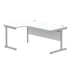 Astin Radial Left Hand SU Cantilever Desk 1600mm x 1200mm x 730mm Arctic White Silver 821564 F