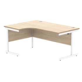 Astin Radial Left Hand SU Cantilever Desk 1600mm x 1200mm x 730mm Canadian Oak Arctic White 821562 F