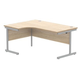 Astin Radial Left Hand SU Cantilever Desk 1600mm x 1200mm x 730mm Canadian Oak Silver 821560 F