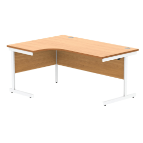 Astin Radial Left Hand SU Cantilever Desk 1600mm x 1200mm x 730mm Norwegian Beech Arctic White 821558 F