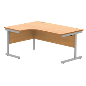 Astin Radial Left Hand SU Cantilever Desk 1600mm x 1200mm x 730mm Norwegian Beech Silver 821556 F
