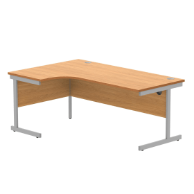 Astin Radial Left Hand Single Upright Desk 1800mm x 1200mm x 730mm Beech Silver 848221 F