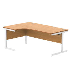 Astin Radial Left Hand Single Upright Desk 1800mm x 1200mm x 730mm Beech White 848245 F