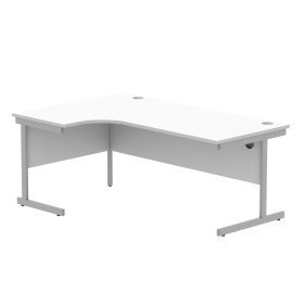 Astin Radial Left Hand Single Upright Desk 1800mm x 1200mm x 730mm White Silver 848224 F
