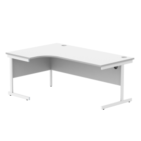 Astin Radial Left Hand Single Upright Desk 1800mm x 1200mm x 730mm White White 848248 F