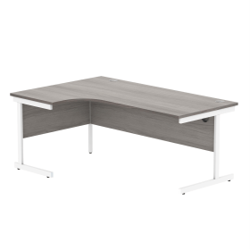 Astin Radial Left Hand Single Upright Desk 1800x1200x730mm Grey White KF800053 848246 F
