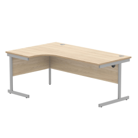 Astin Radial Left Hand Single Upright Desk 1800x1200x730mm Oak Silver KF810930 848223 F