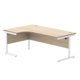Astin Radial Left Hand Single Upright Desk 1800x1200x730mm Oak White KF800054 848247 F