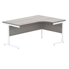 Astin Radial Right Hand SU Cantilever Desk 1600mm x 1200mm x 730mm Alaskan Grey Oak Arctic White 821571 F
