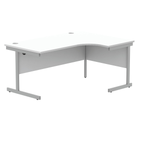 Astin Radial Right Hand SU Cantilever Desk 1600mm x 1200mm x 730mm Arctic White Silver 821565 F