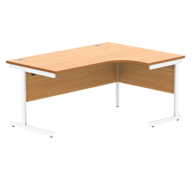 Astin Radial Right Hand SU Cantilever Desk 1600mm x 1200mm x 730mm Norwegian Beech Arctic White 821559 F