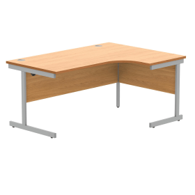 Astin Radial Right Hand SU Cantilever Desk 1600mm x 1200mm x 730mm Norwegian Beech Silver 821557 F