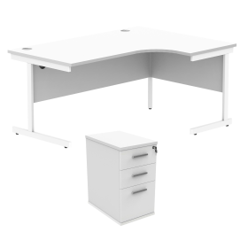 Astin Radial Right Hand SU Desk Desk High Pedestal 1600mm x 1200mm Arctic White Arctic White 821671 F