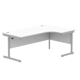 Astin Radial Right Hand Single Upright Desk 1800mm x 1200mm x 730mm White Silver 848228 F