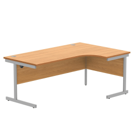 Astin Radial Right Hand Single Upright Desk 1800x1200x730mm Beech Silver KF800030 848225 F