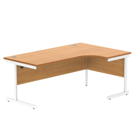 Astin Radial Right Hand Single Upright Desk 1800x1200x730mm Beech White KF800056 848249 F