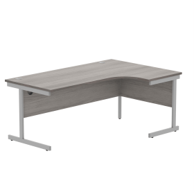 Astin Radial Right Hand Single Upright Desk 1800x1200x730mm Grey Oak Silver KF800031 848226 F