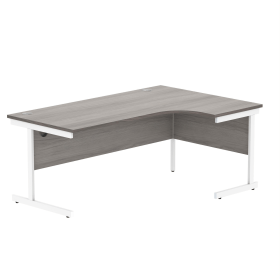 Astin Radial Right Hand Single Upright Desk 1800x1200x730mm Grey Oak White KF800057 848250 F