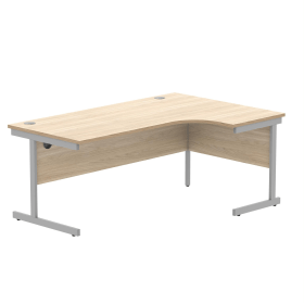 Astin Radial Right Hand Single Upright Desk 1800x1200x730mm Oak Silver KF800032 848227 F