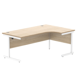Astin Radial Right Hand Single Upright Desk 1800x1200x730mm Oak White KF800058 848251 F