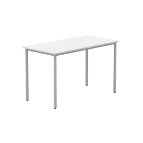 Astin Rectangular Multipurpose Table 1200mm x 600mm x 730mm Arctic White Silver 821659 F