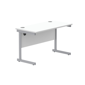 Astin Rectangular Single Upright Cantilever Desk 1200mm x 600mm x 730mm Arctic White Silver 821596 F