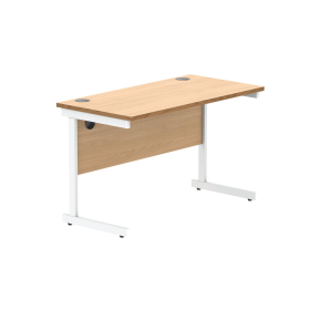 Astin Rectangular Single Upright Cantilever Desk 1200mm x 600mm x 730mm Norwegian Beech Arctic White 821578 F