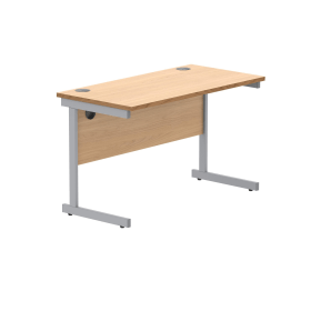 Astin Rectangular Single Upright Cantilever Desk 1200mm x 600mm x 730mm Norwegian Beech Silver 821572 F