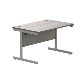 Astin Rectangular Single Upright Cantilever Desk 1200mm x 800mm x 730mm Alaskan Grey Oak Silver 821611 F