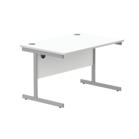 Astin Rectangular Single Upright Cantilever Desk 1200mm x 800mm x 730mm Arctic White Silver 821599 F