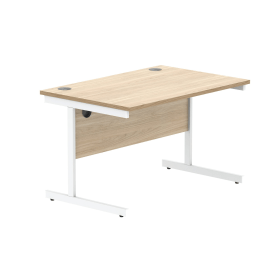 Astin Rectangular Single Upright Cantilever Desk 1200mm x 800mm x 730mm Canadian Oak Arctic White 821593 F