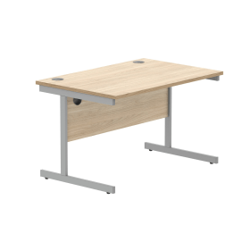 Astin Rectangular Single Upright Cantilever Desk 1200mm x 800mm x 730mm Canadian Oak Silver 821587 F
