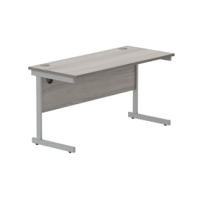 Astin Rectangular Single Upright Cantilever Desk 1400mm x 600mm x 730mm Alaskan Grey Oak Silver 821609 F