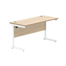 Astin Rectangular Single Upright Cantilever Desk 1400mm x 600mm x 730mm Canadian Oak Arctic White 821591 F