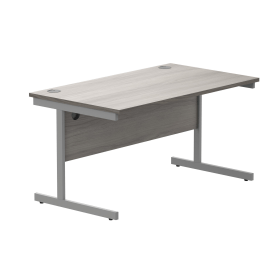 Astin Rectangular Single Upright Cantilever Desk 1400mmx 800mm x 730mm Alaskan Grey Oak Silver 821612 F