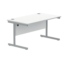 Astin Rectangular Single Upright Cantilever Desk 1400mmx 800mm x 730mm Arctic White Silver 821600 F