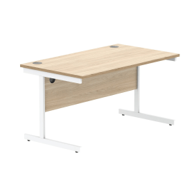 Astin Rectangular Single Upright Cantilever Desk 1400mmx 800mm x 730mm Canadian Oak Arctic White 821594 F