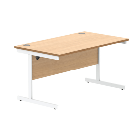 Astin Rectangular Single Upright Cantilever Desk 1400mmx 800mm x 730mm Norwegian Beech Arctic White 821582 F