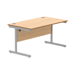 Astin Rectangular Single Upright Cantilever Desk 1400mmx 800mm x 730mm Norwegian Beech Silver 821576 F